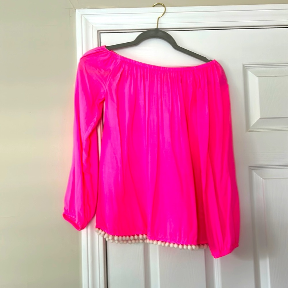 Lilly Pulitzer hot pink off the shoulder top